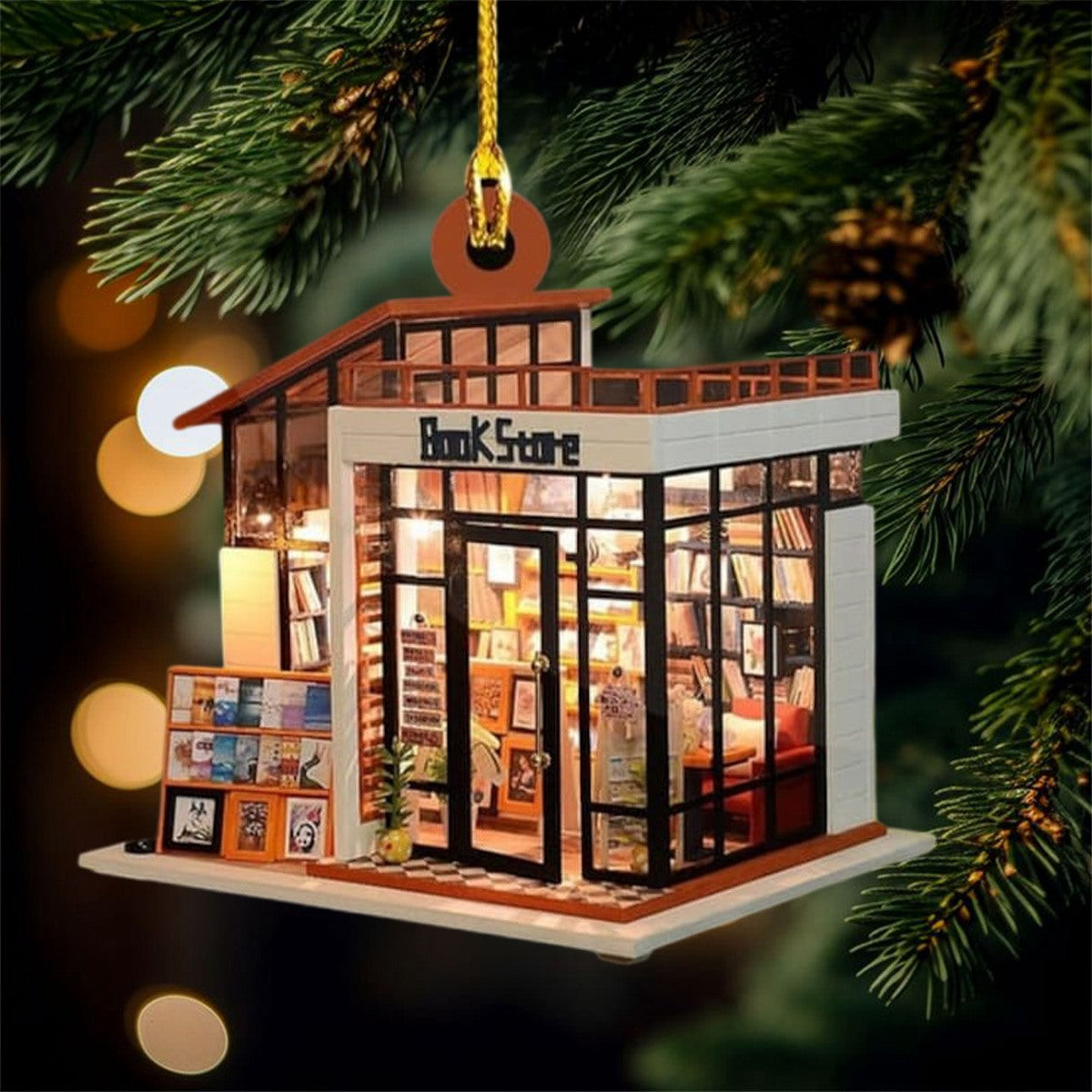 Bookshelf Christmas Ornament, Perfect Gift For Book Lovers Book Club Ornament