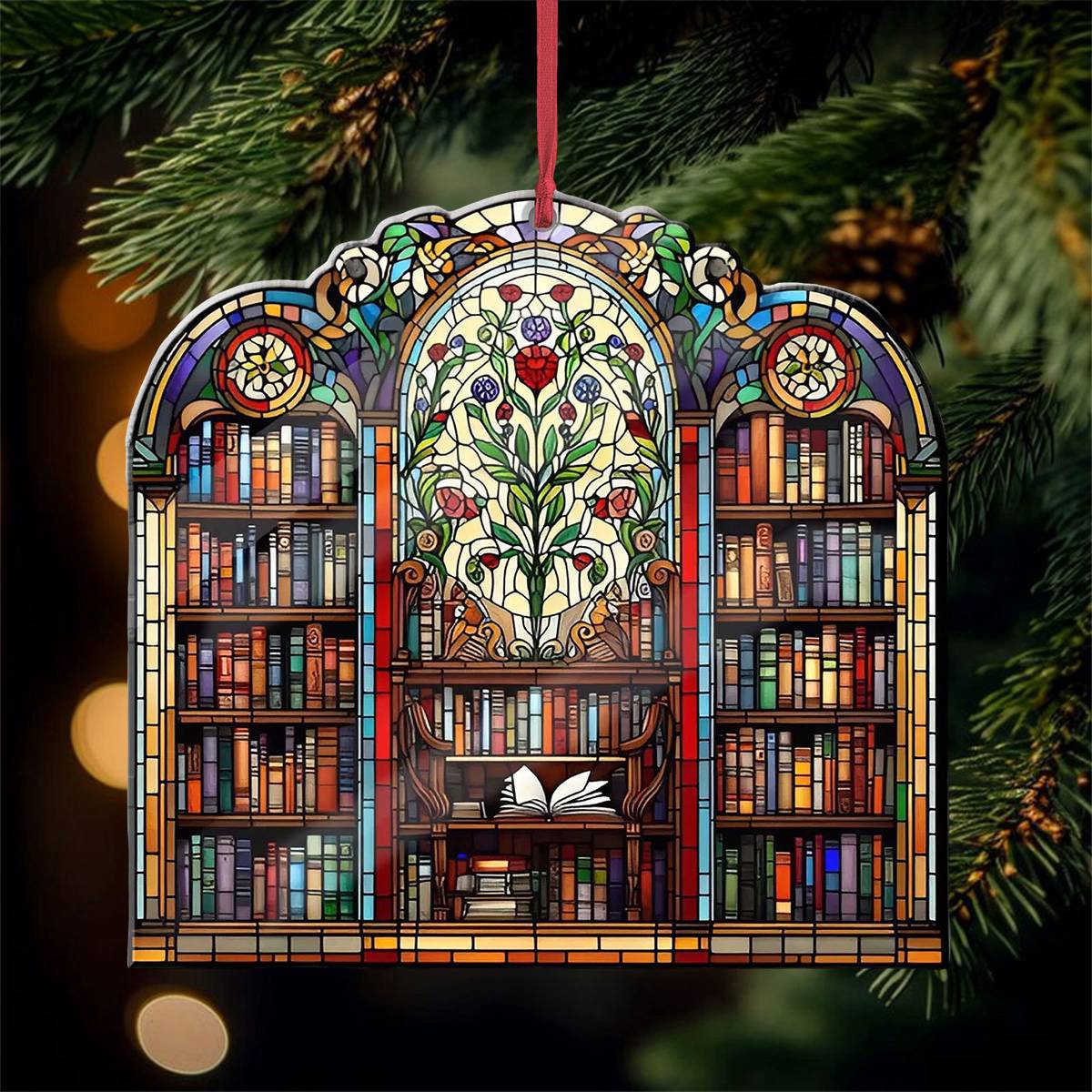 Library Bookshelf Christmas Ornament, Perfect Gift For Book Lovers Book Club Ornament