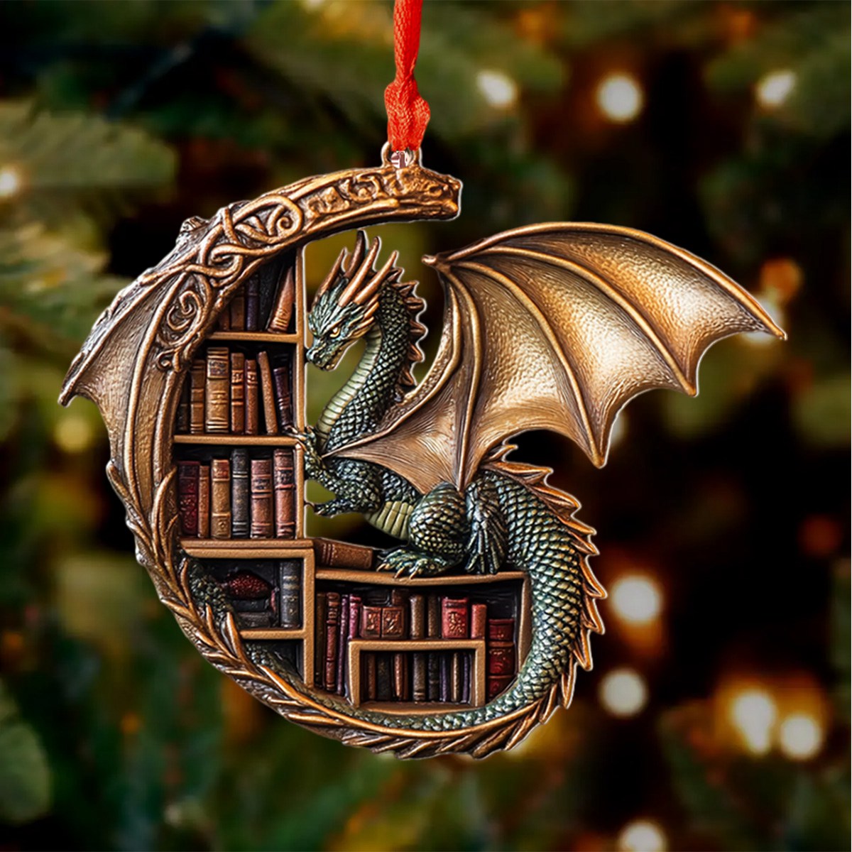 Winged Book Keeper Christmas Ornament, Book Lover Gift, Bookworm Gifts