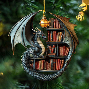 Dragon Book Christmas Ornament, Perfect Gift For Book Lovers, Bookworm Gifts