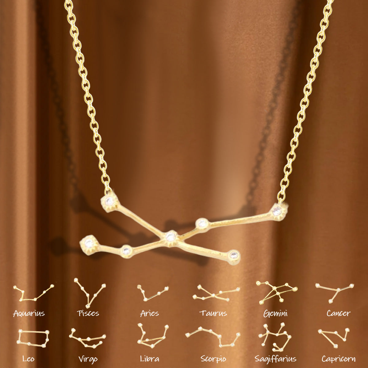 Zodiac Signs Spirit Outline Necklace
