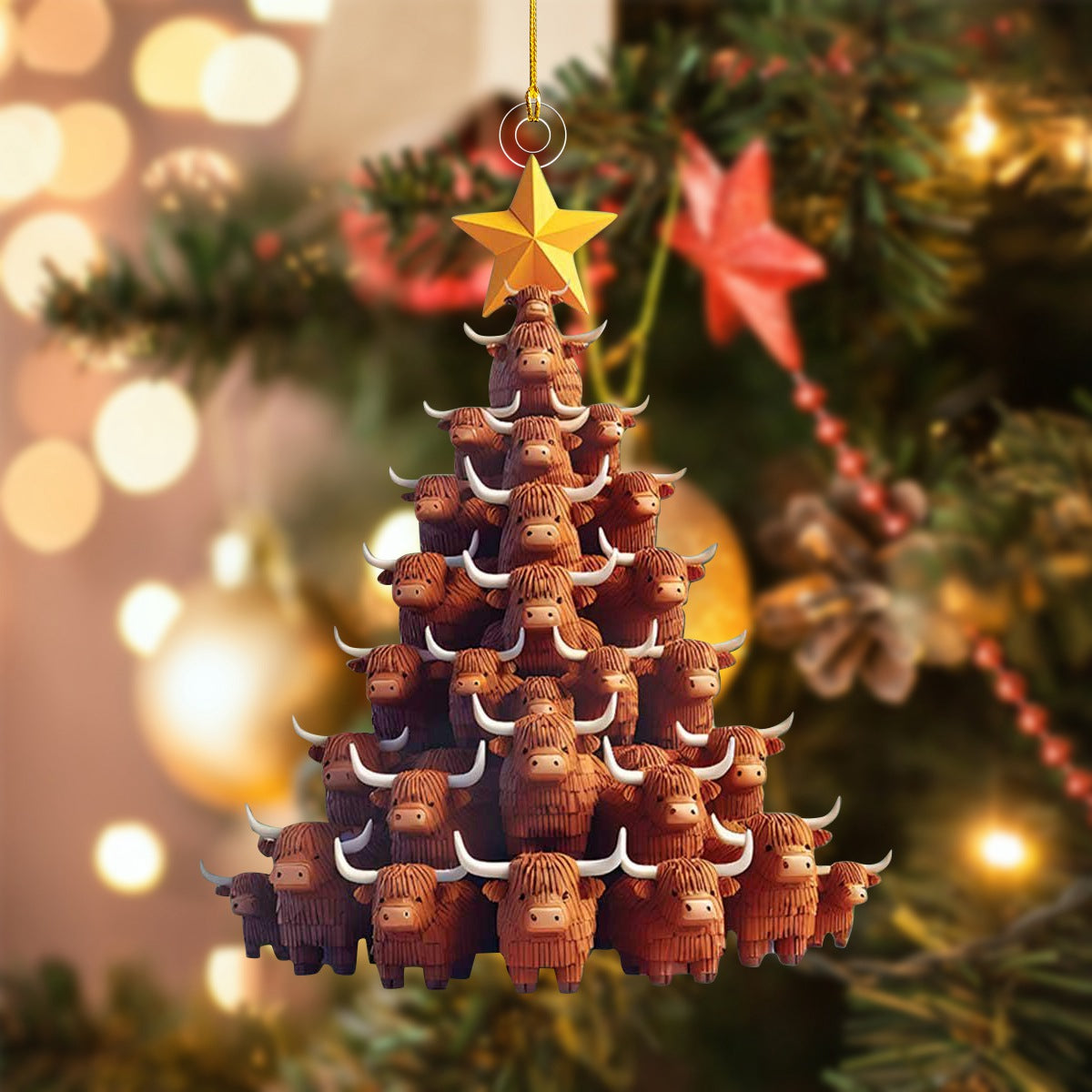 Highland Cows Tree Christmas Ornament - Perfect Gift For Cow Lovers