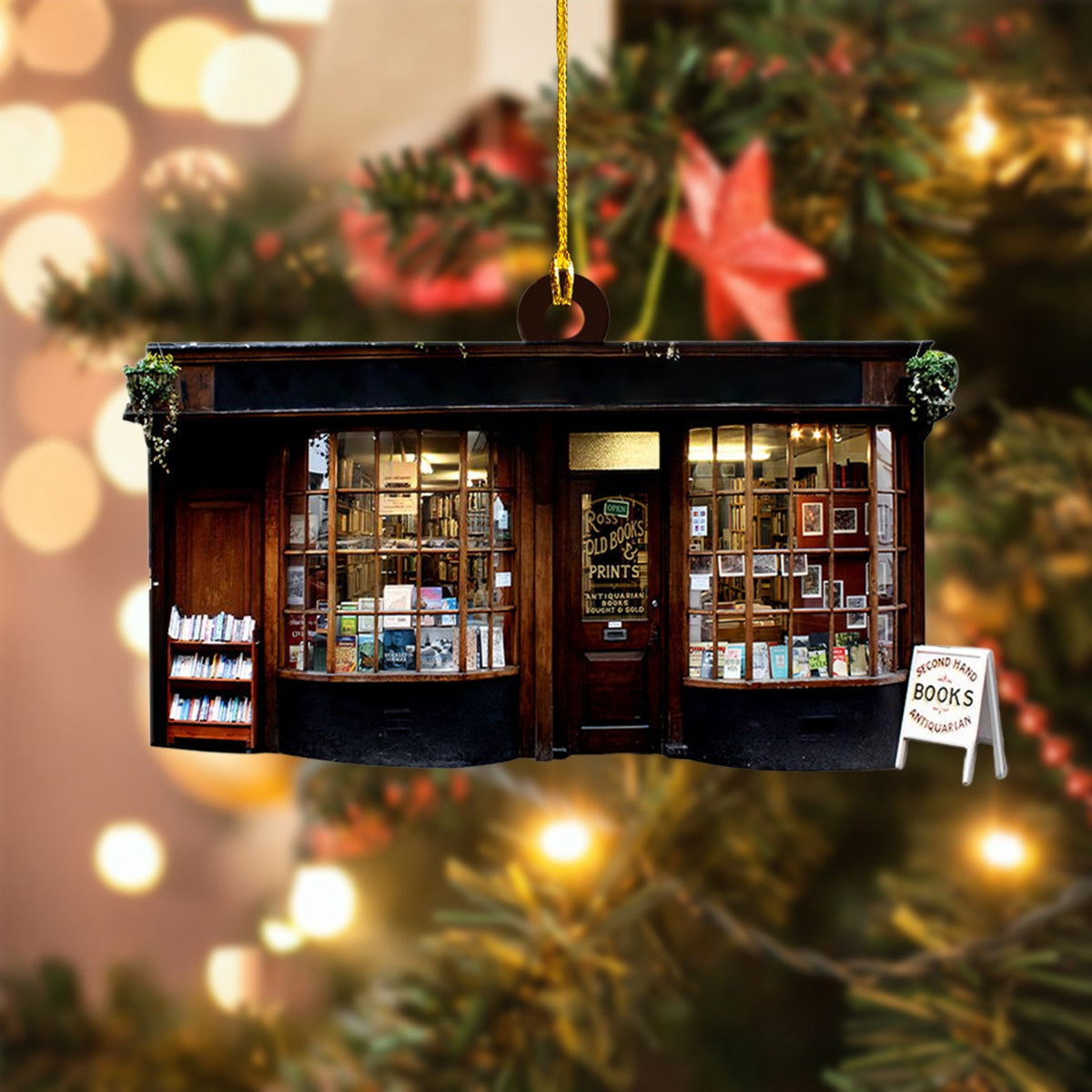 Christmas Bookstore Ornament, Book Lover Gift, Librarian Gift