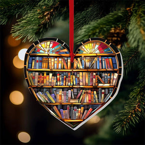 Bookshelf Suncatcher Ornament, Perfect Gift For Book Lovers