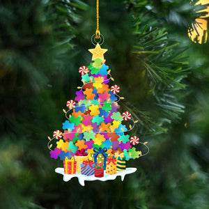 Autism Puzzle Christmas Tree Ornament - Autism Mom, Autism Dad, Autism Teacher Gift