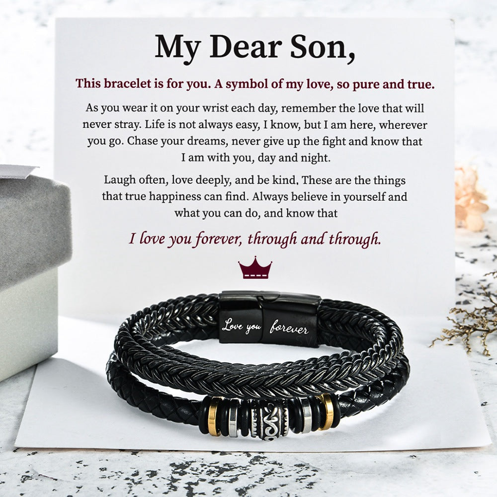 To My Son, Love You Forever Double Row Bracelet