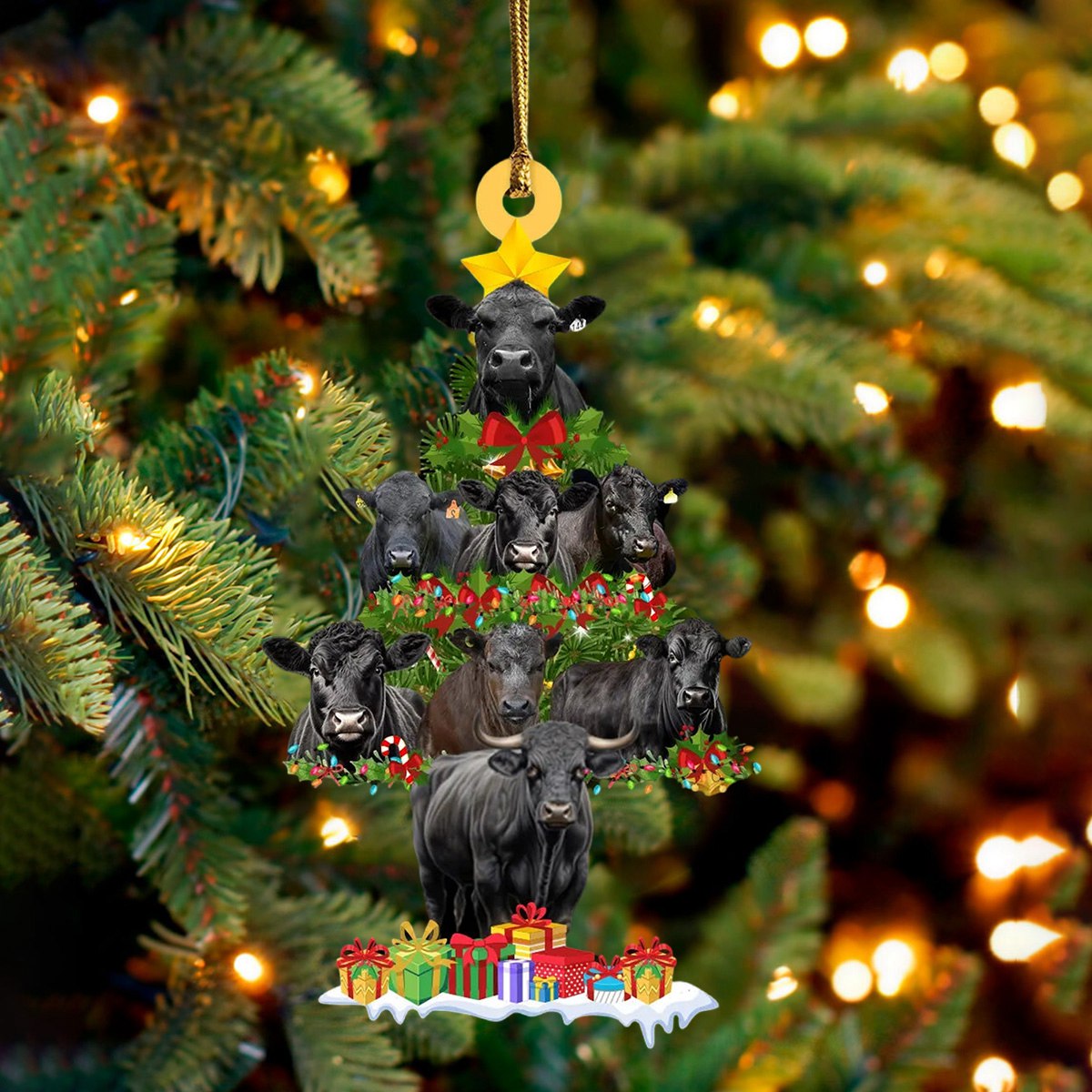 Black Angus Christmas Ornament - Perfect Gift For Black Angus Lovers