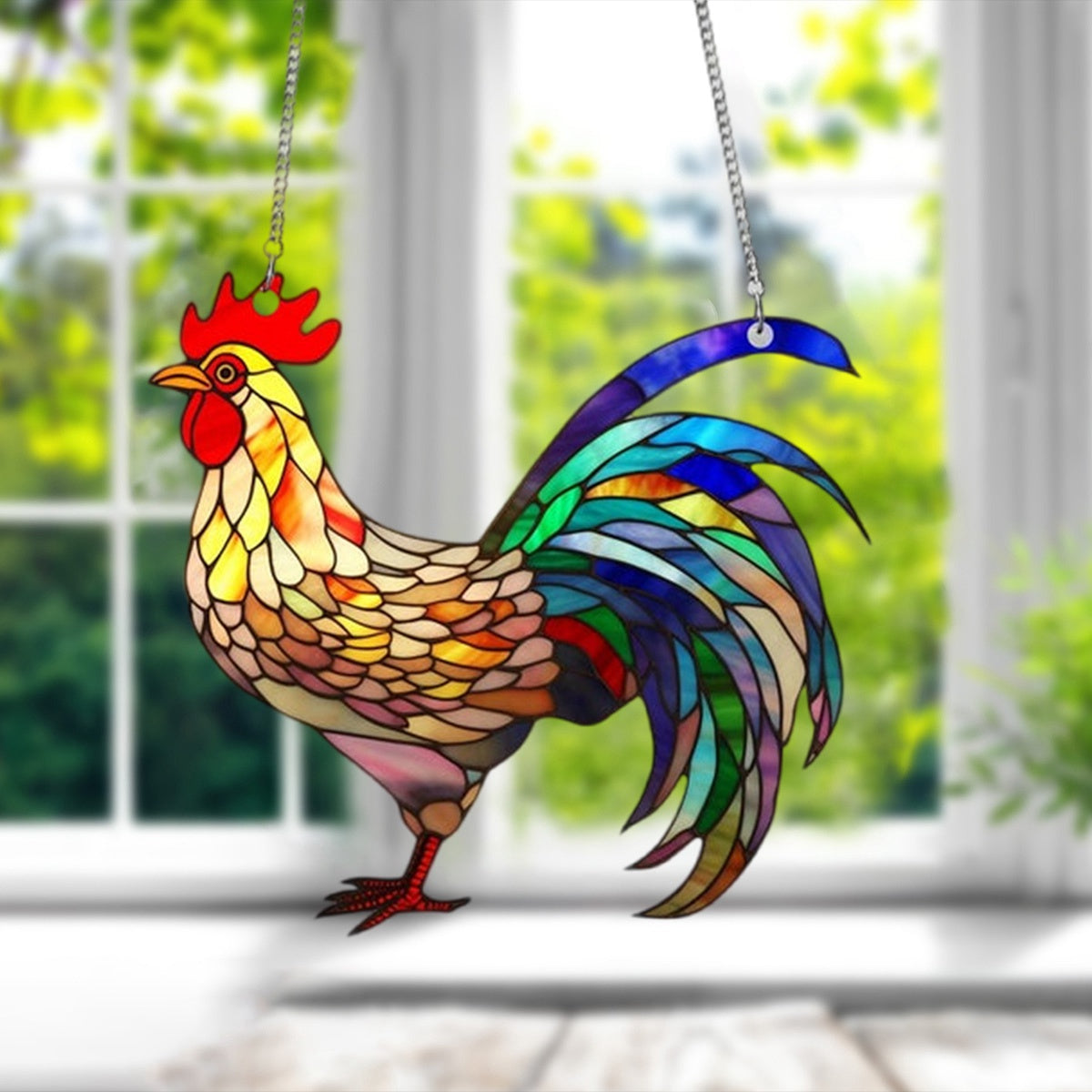 Rooster Window Hanging, Rooster Home Decor, Chicken Lover Gift