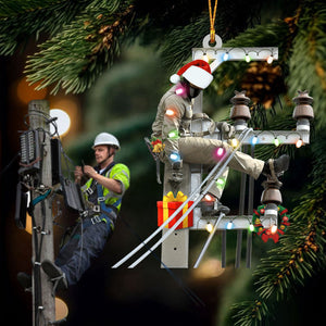 Lineman On The Pole Christmas Ornament