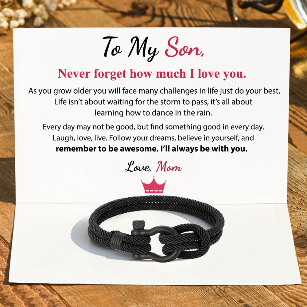 Mom To Son, I Will Always Be With You Nautical Bracelet