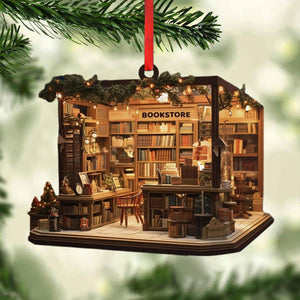 Christmas Bookstore Ornament, Perfect Gift For Book Lovers