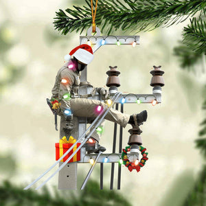 Lineman On The Pole Christmas Ornament