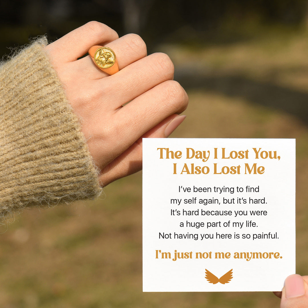 The Day I Lost You Gold Memorial Angel Ring
