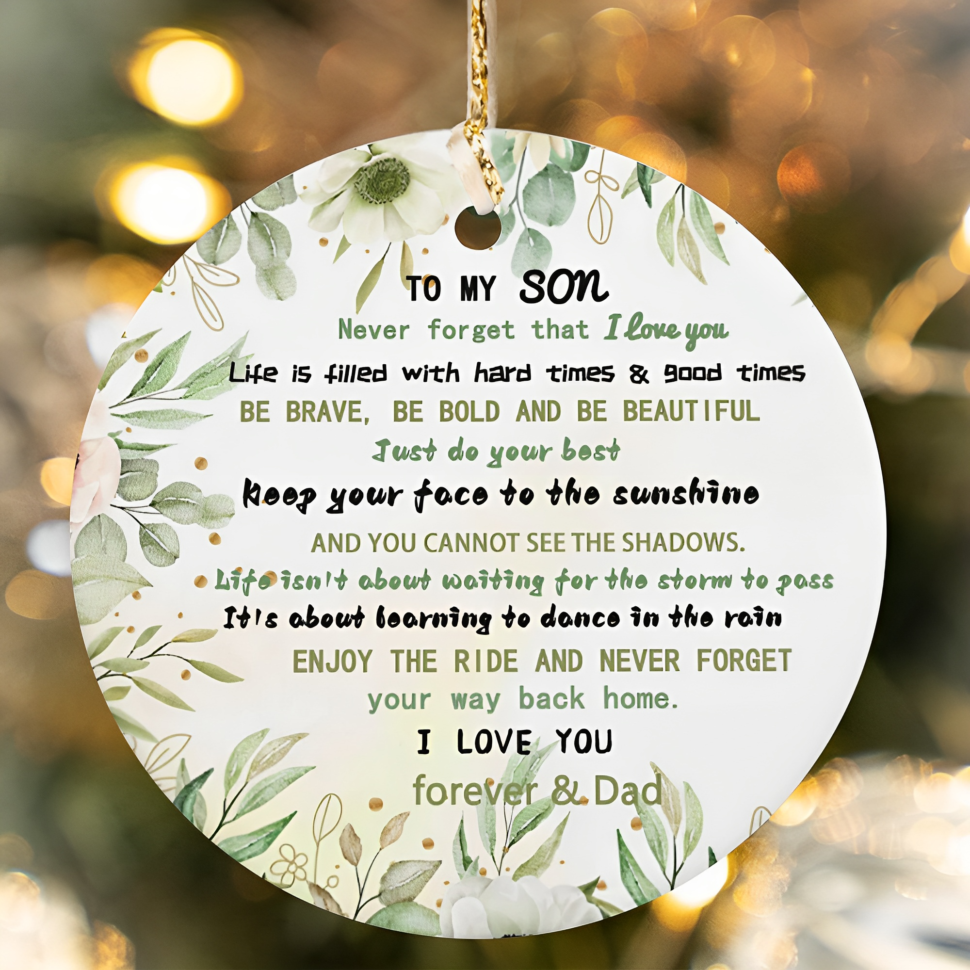 Never Forget That I Love You - Gifts for Son Christmas Ceramic Ornament