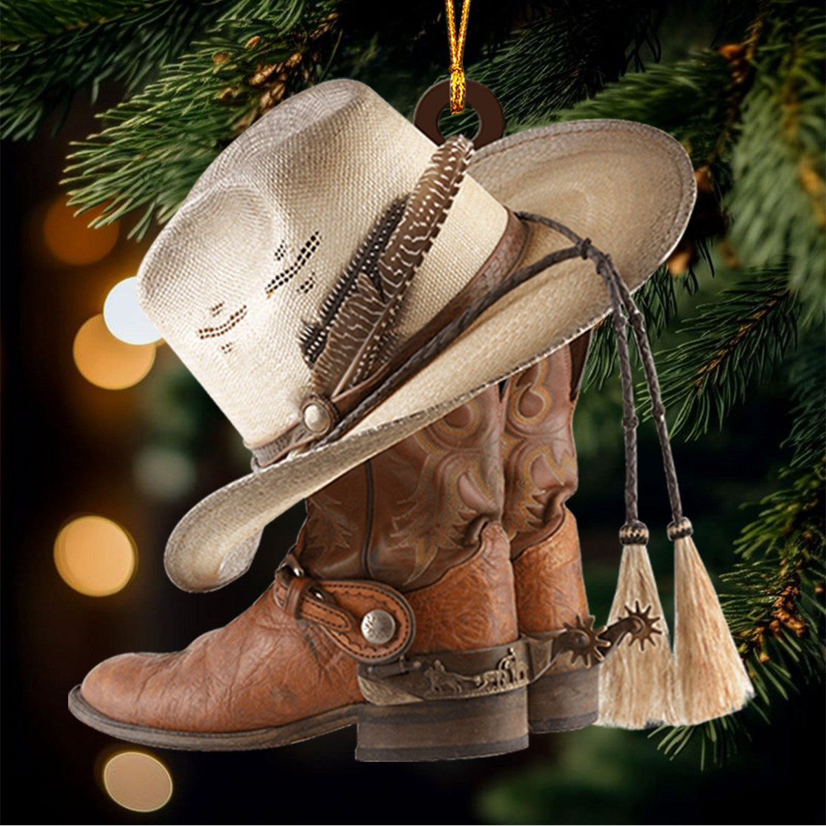 BOOTS AND HAT COWBOY Christmas Ornament