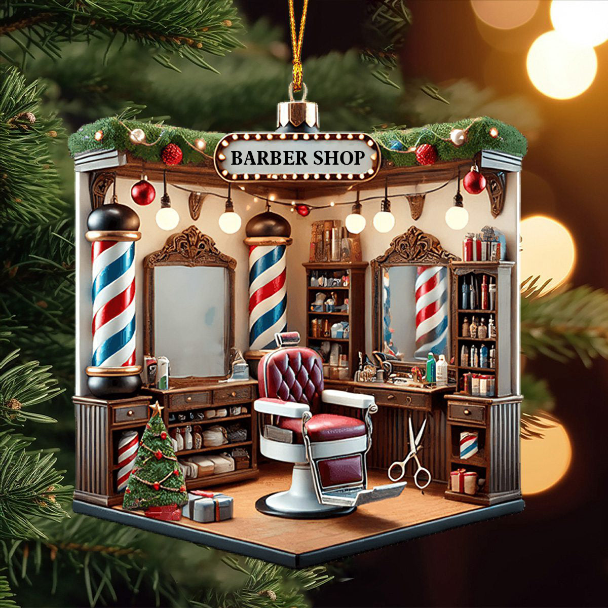 Barber Shop Christmas Ornament, Hairdresser Gifts