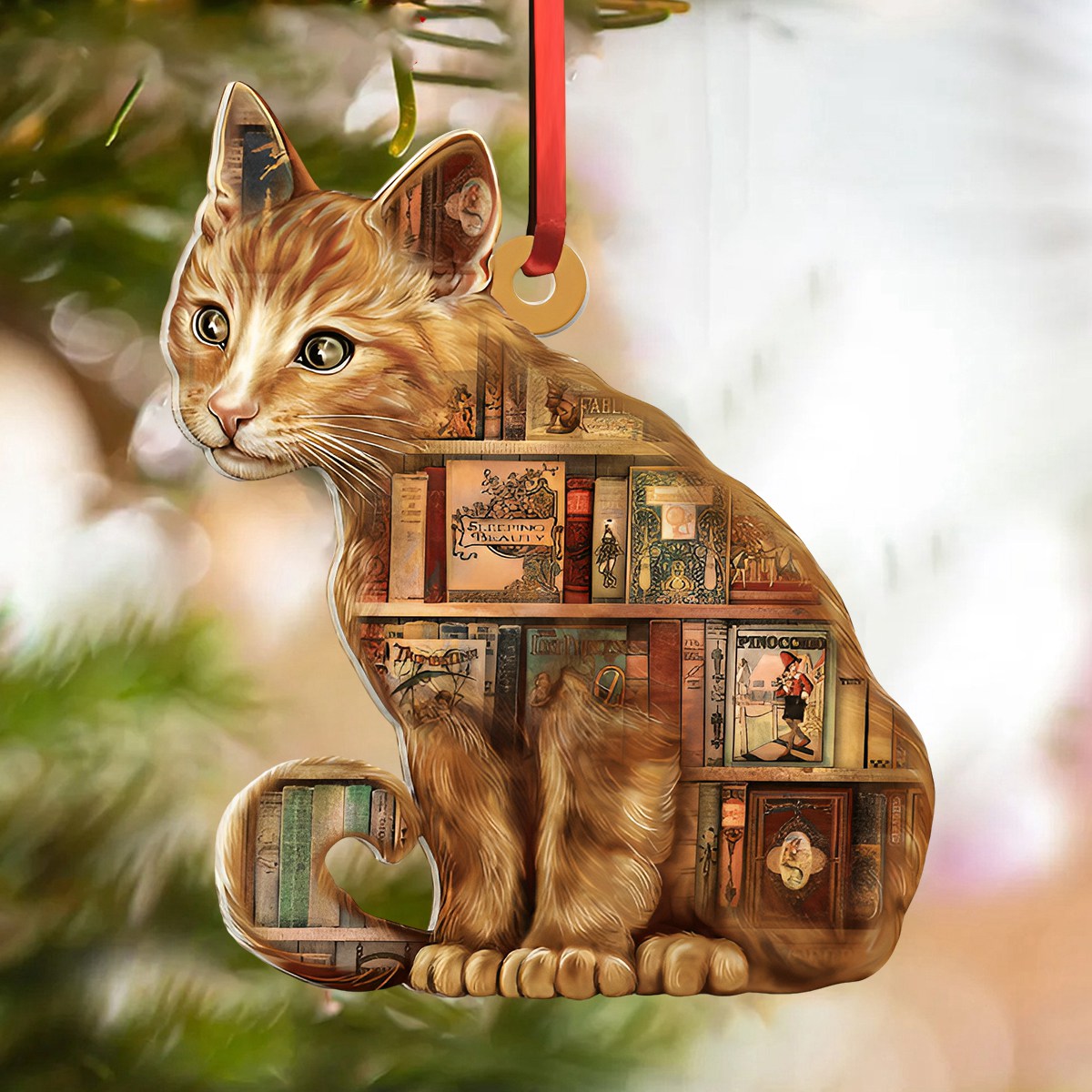 The Cat Book Ornament - Gift For Book Lovers- Christmas Gift