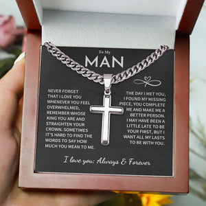 My Man Gift- Cuban Chain with Artisan Cross Necklace