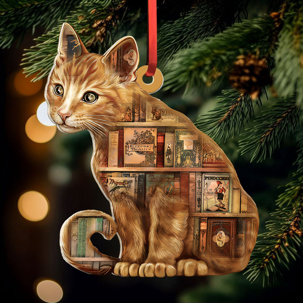 The Cat Book Ornament - Gift For Book Lovers- Christmas Gift