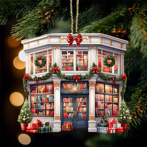 Classic Christmas Library Ornament, Perfect Gift For Book Lovers Book Club Ornament