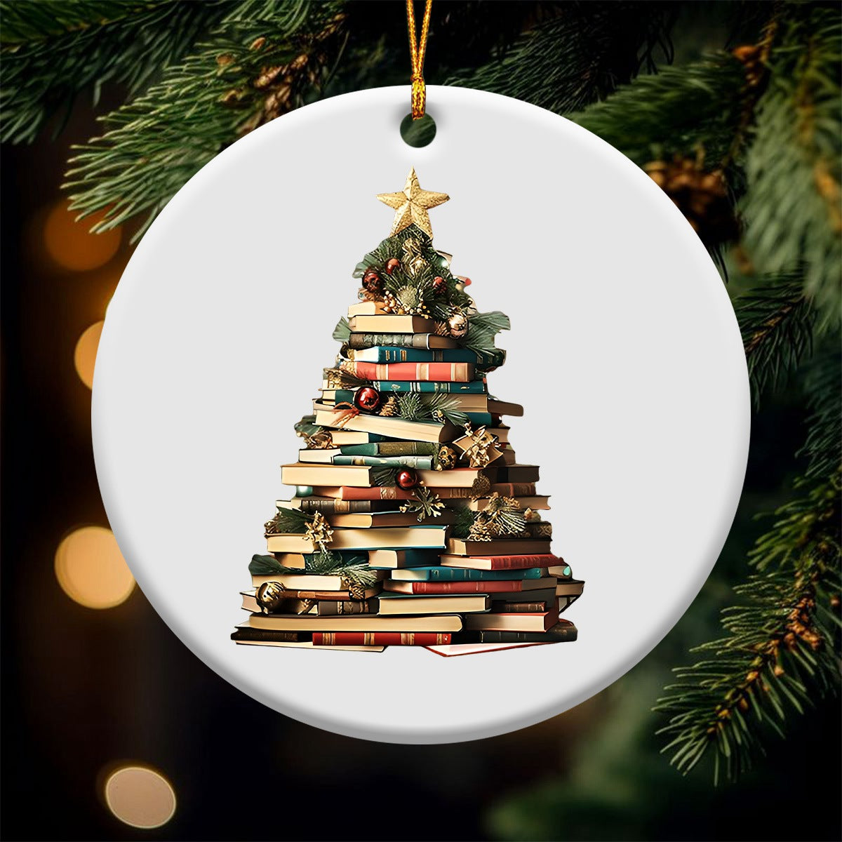 Book Tree Circle Ornament, Perfect Gift For Book Lovers