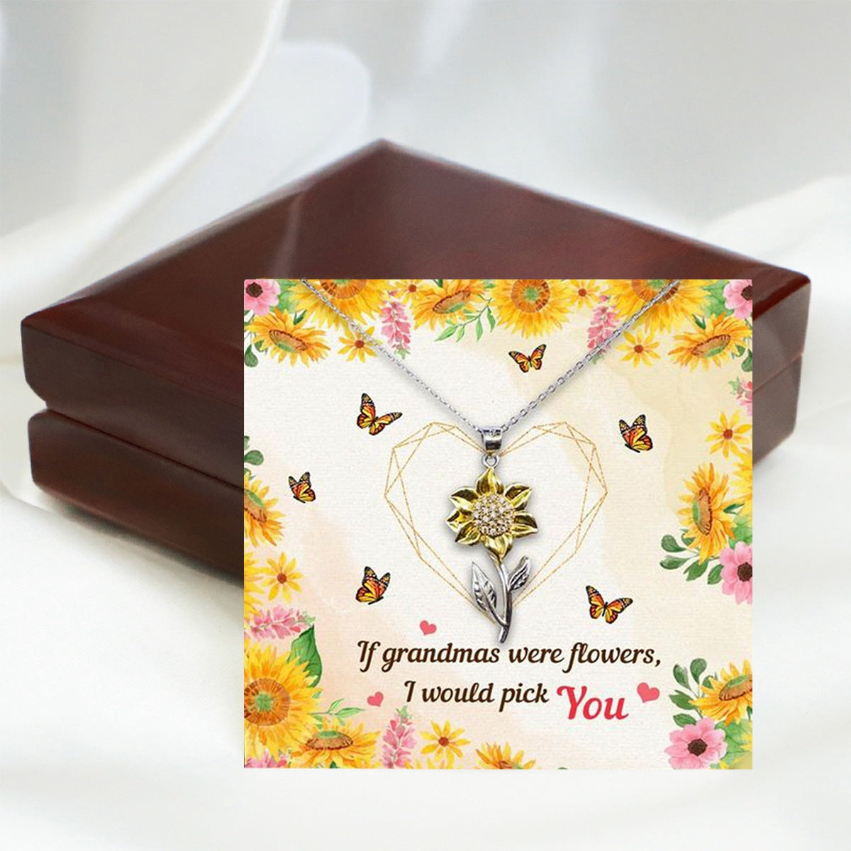 If Grandmas Were Flowers Sunflower Pendant Necklace