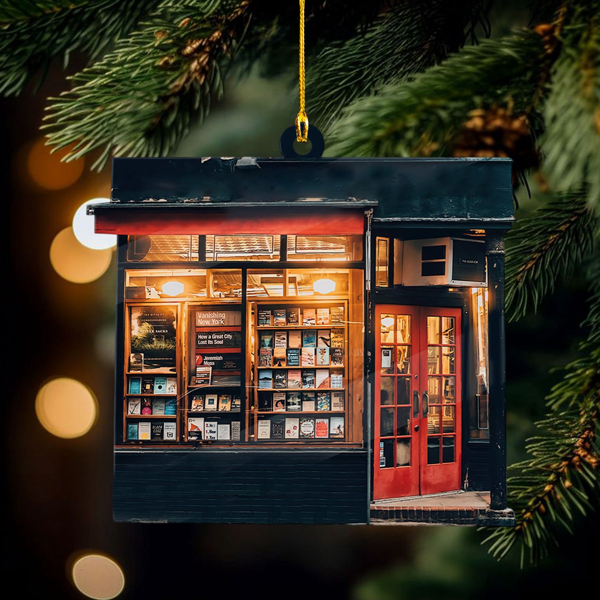 Christmas Bookstore Ornament, Book Lover Gift, Bookworm Gifts