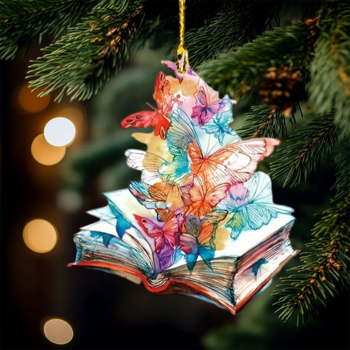 Colorful Butterfly Book Ornament, Perfect Gift For Book Lovers