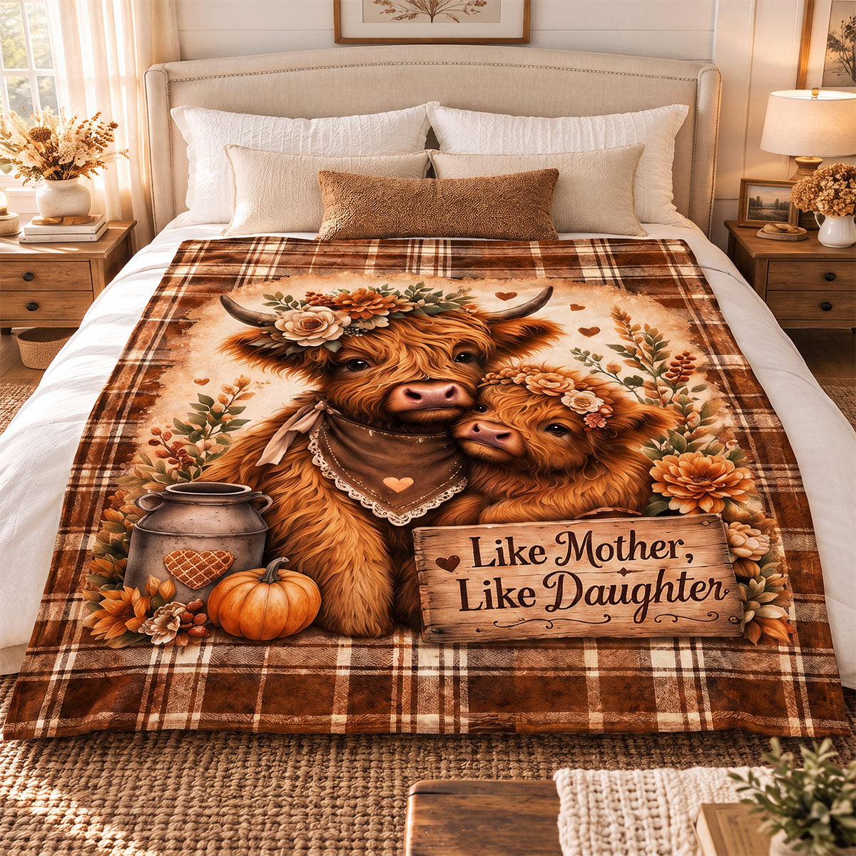 Highland Cow Mother Daughter Blanket