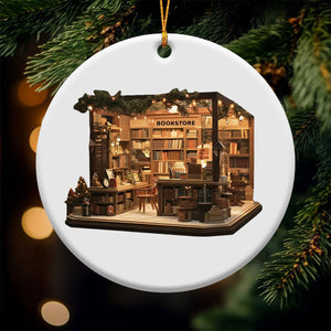 Christmas Bookstore Circle Ornament, Perfect Gift For Book Lovers