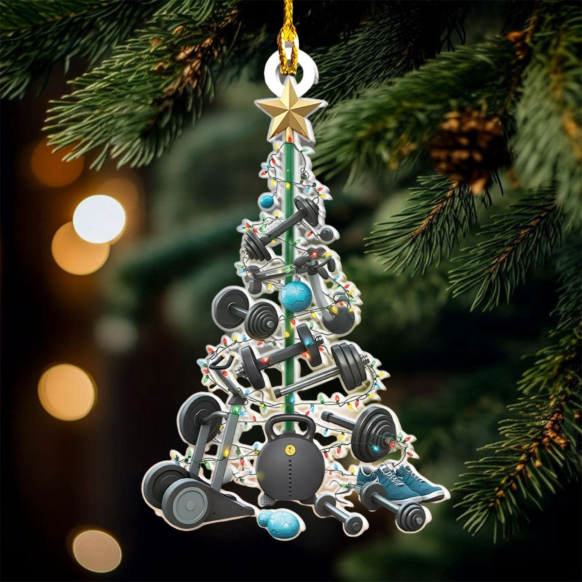 Fitness Tools Christmas Tree Ornament, Perfect Gift for Fitness Lovers