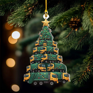 Garbage Trucks Christmas Tree Ornament, Holiday Garbage Man Ornament