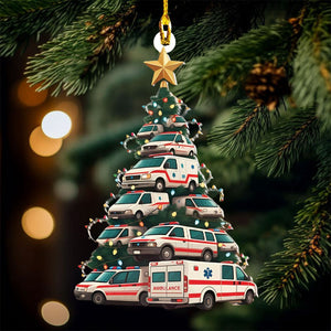 Ambulance Cars Christmas Tree Ornament, Gift For Emergency Services Charm