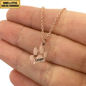 Personalized Paw Print Name Necklace