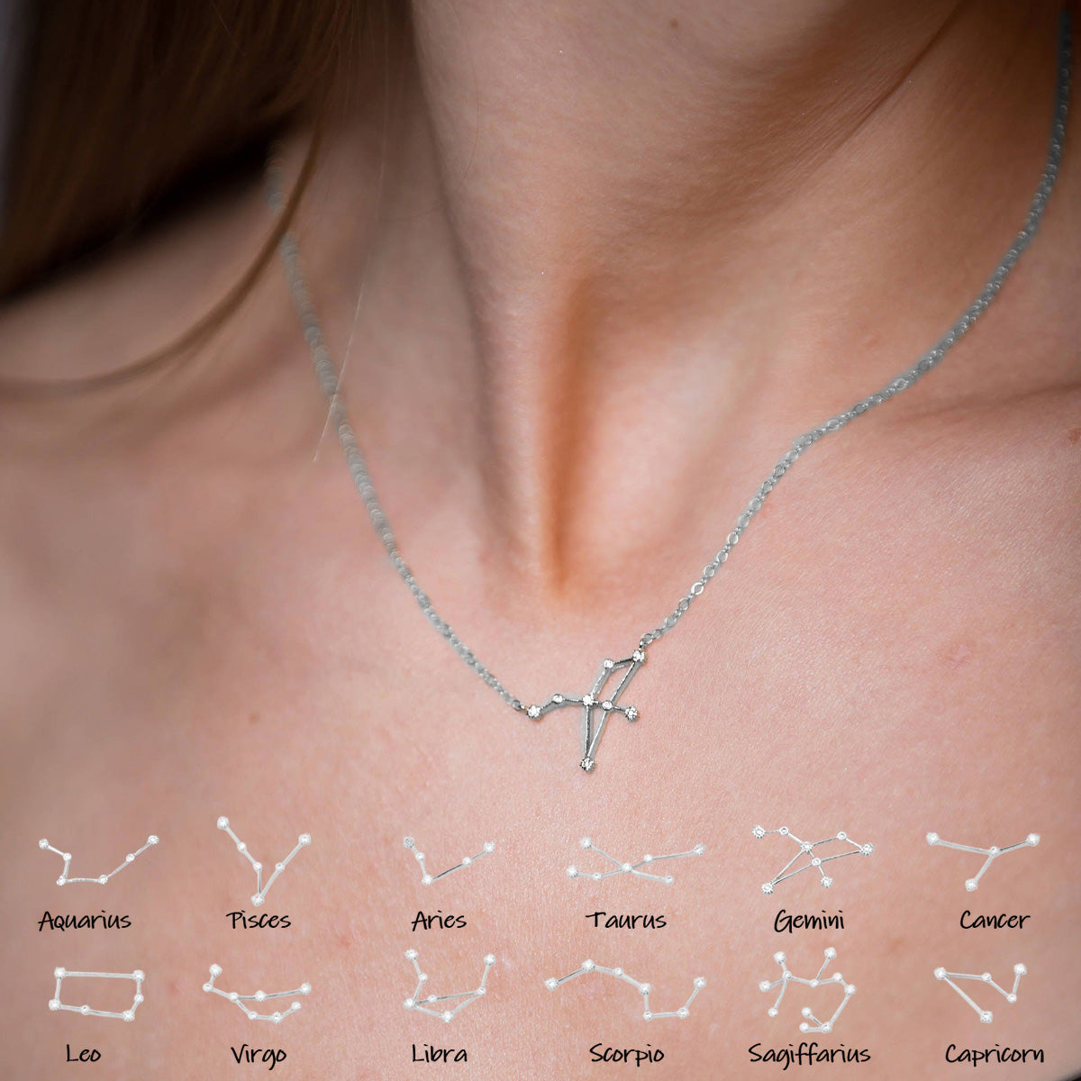 Zodiac Signs Spirit Outline Necklace