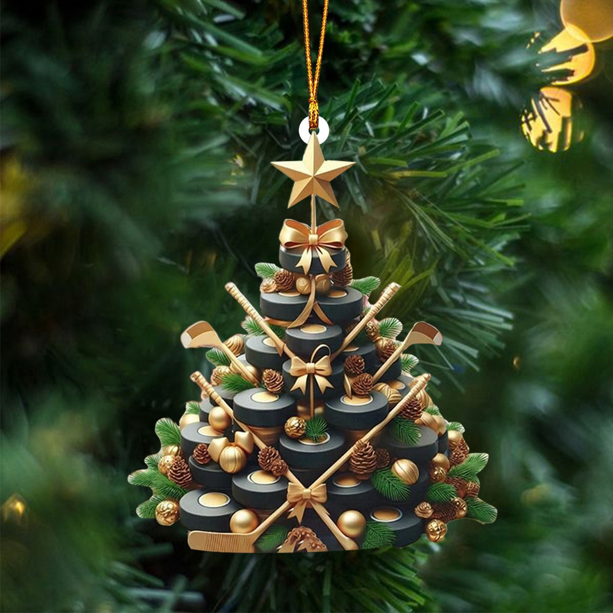 Hockey Puck Christmas Tree Ornament - Perfect Gift For Hockey Lovers