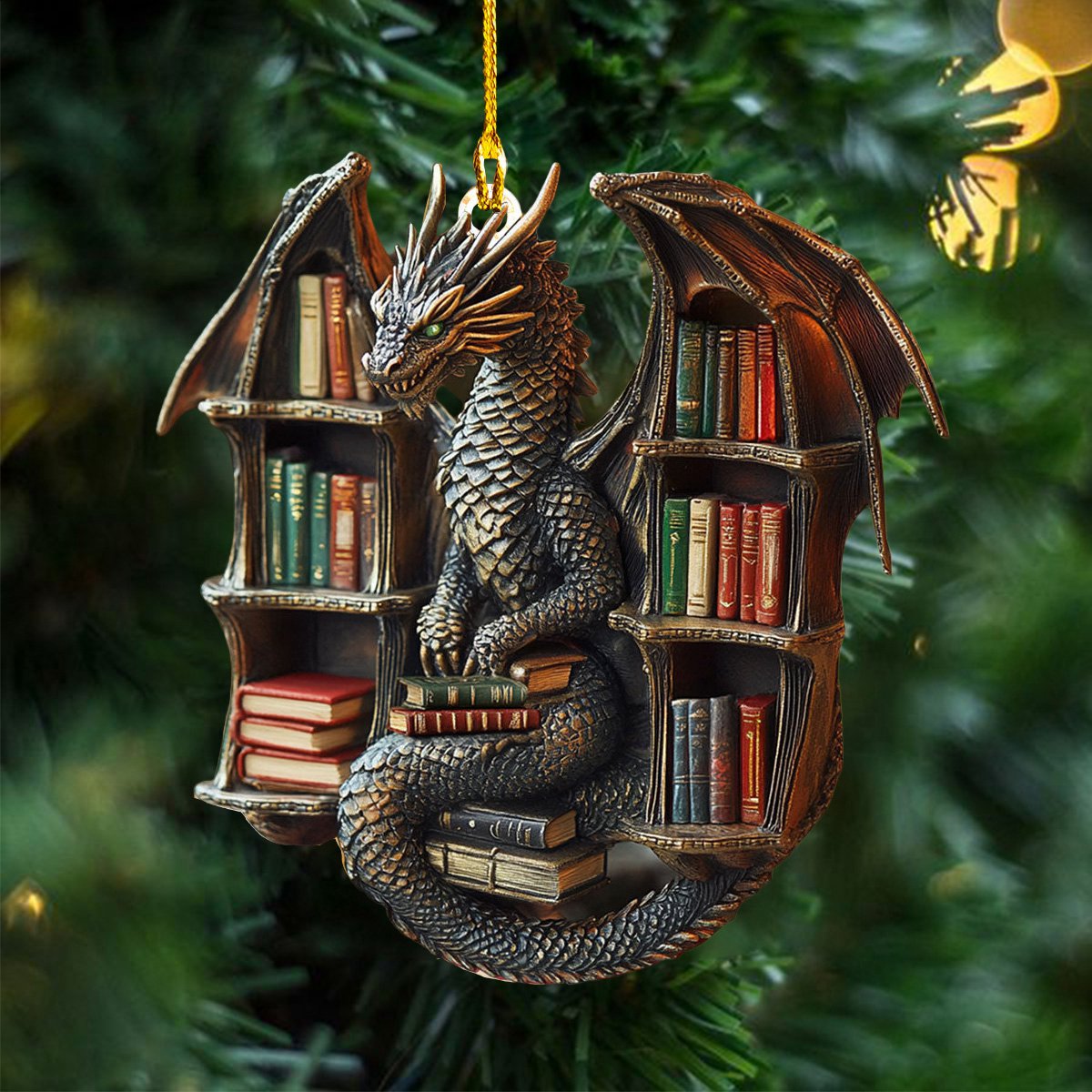 Winged Book Keeper Christmas Ornament, Book Lover Gift, Bookworm Gifts