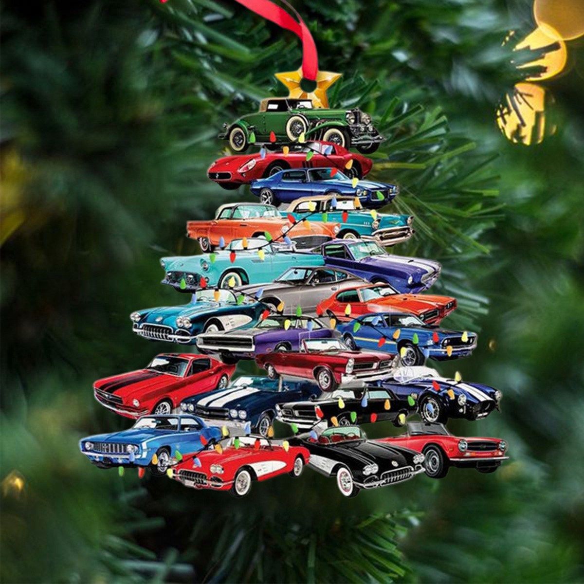 Muscle Car Collection Christmas Tree Ornament - Perfect Gift For Car Lover