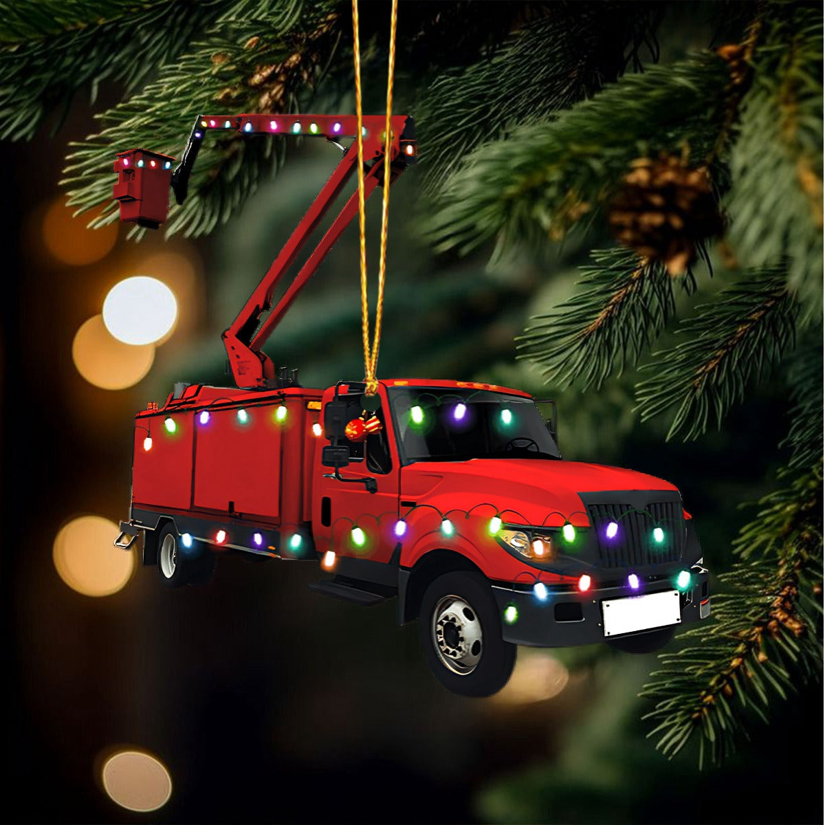 Lineman Bucket Truck Ornament, Christmas Gift for Lineman