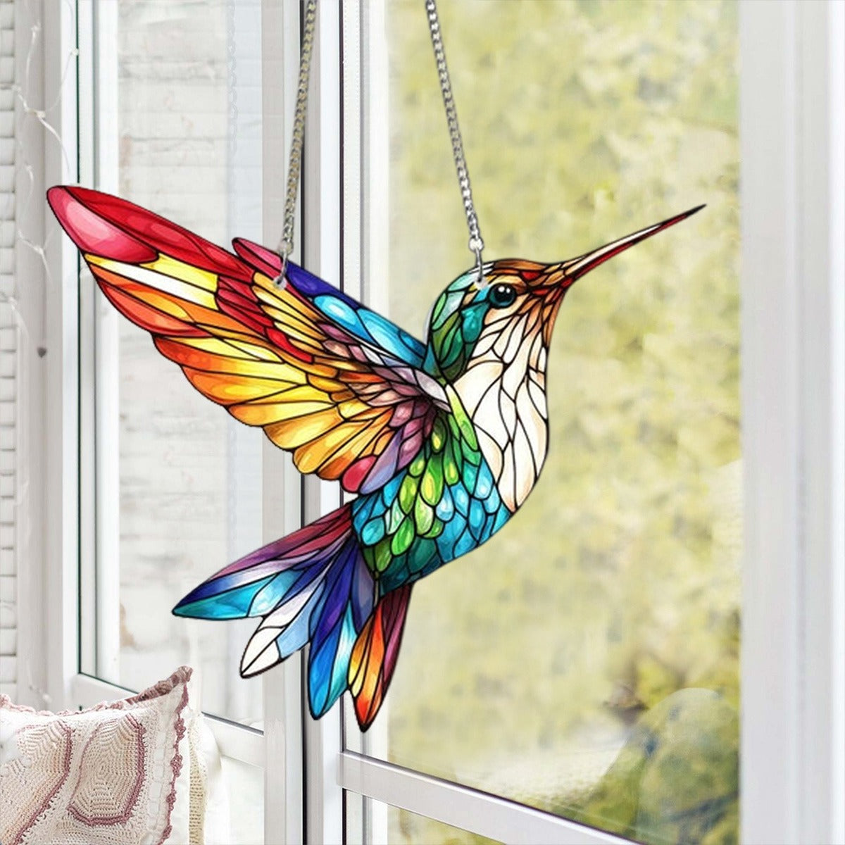 Hummingbird Suncatcher Hanging Sign, Hummingbird Ornament Lovers Gift