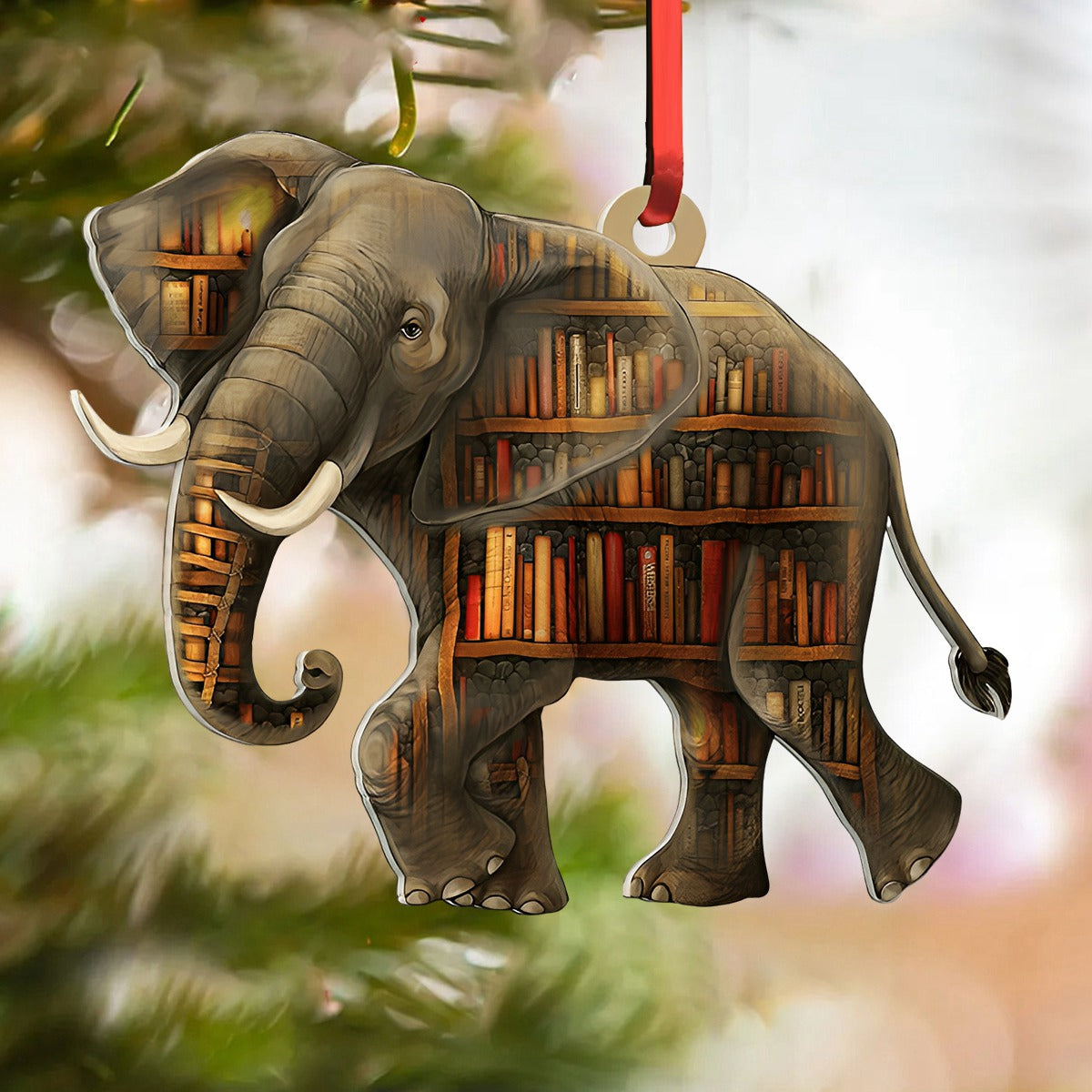 Elephant Book Ornament - Gift For Book Lovers- Christmas Gift