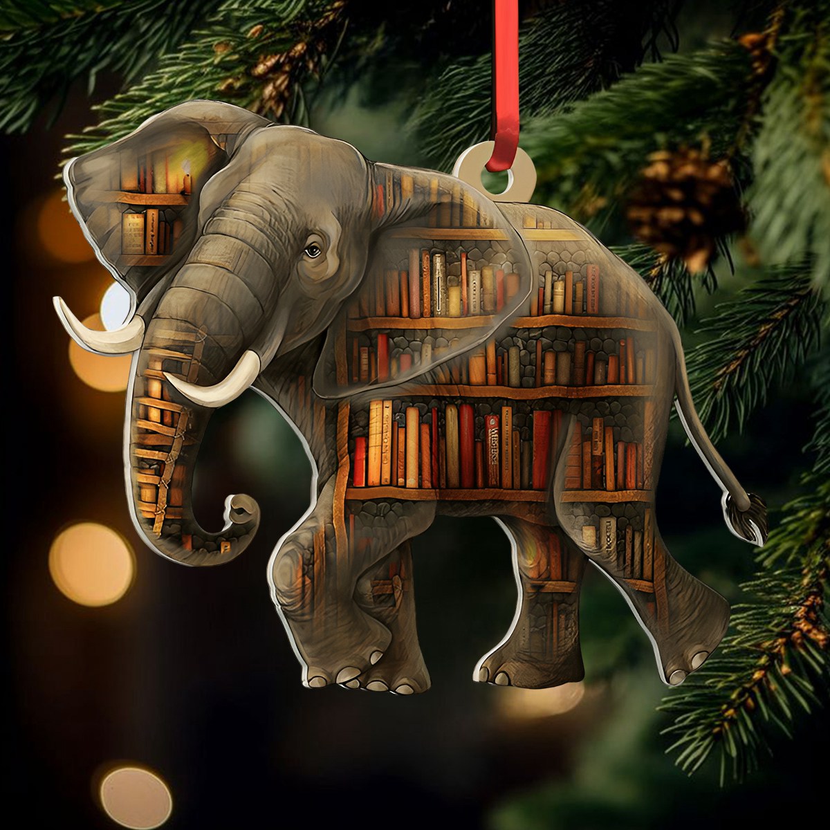 Elephant Book Ornament - Gift For Book Lovers- Christmas Gift