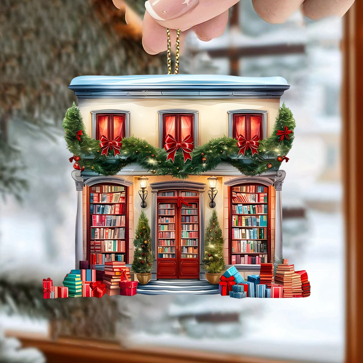 Exquisite Christmas Library Ornament, Perfect Gift For Book Lovers Book Club Ornament