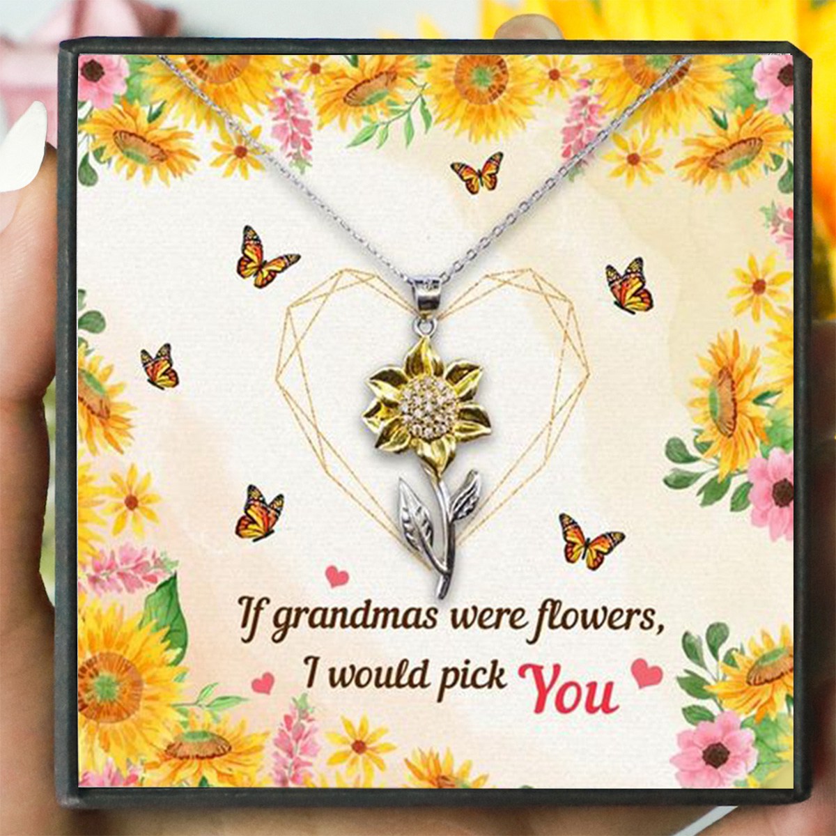 If Grandmas Were Flowers Sunflower Pendant Necklace