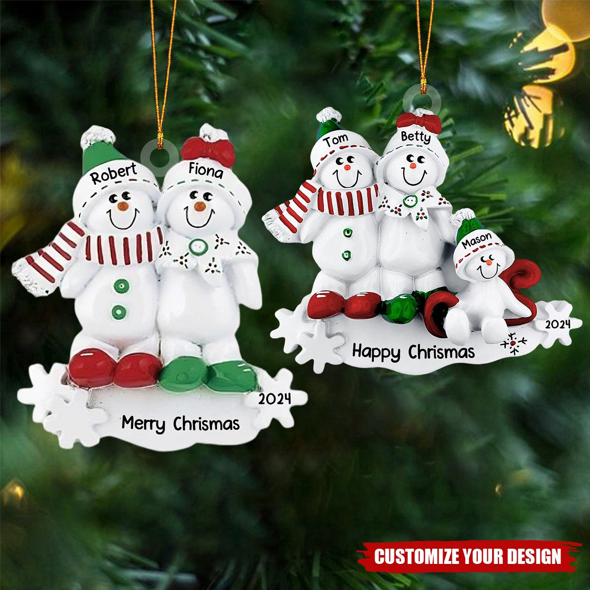 Personalized Handwritten Snowman Family Personalized Christmas Xmas Tree Decoration Ornament