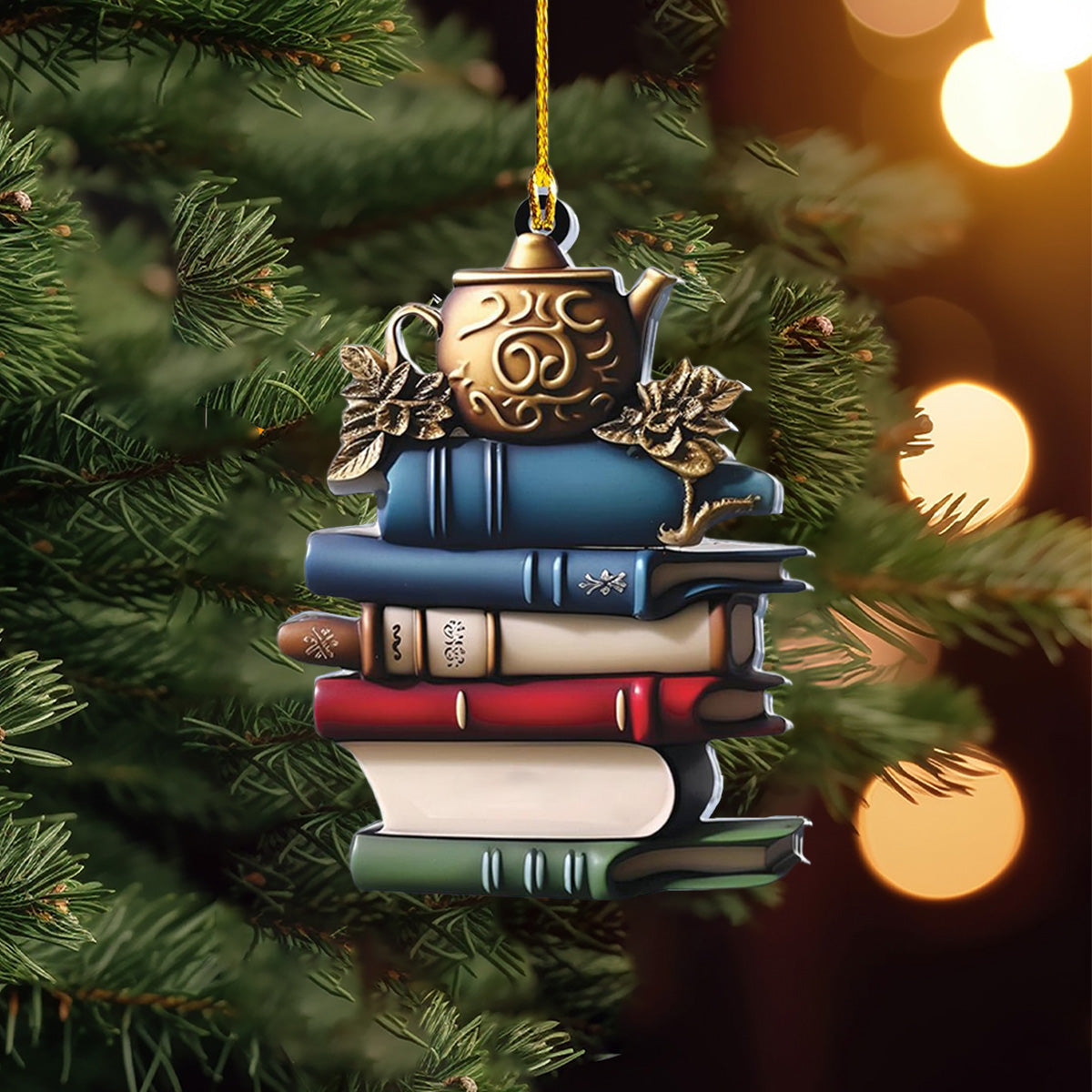 Christmas Tree bookshelf Ornament, Book Lovers Gift