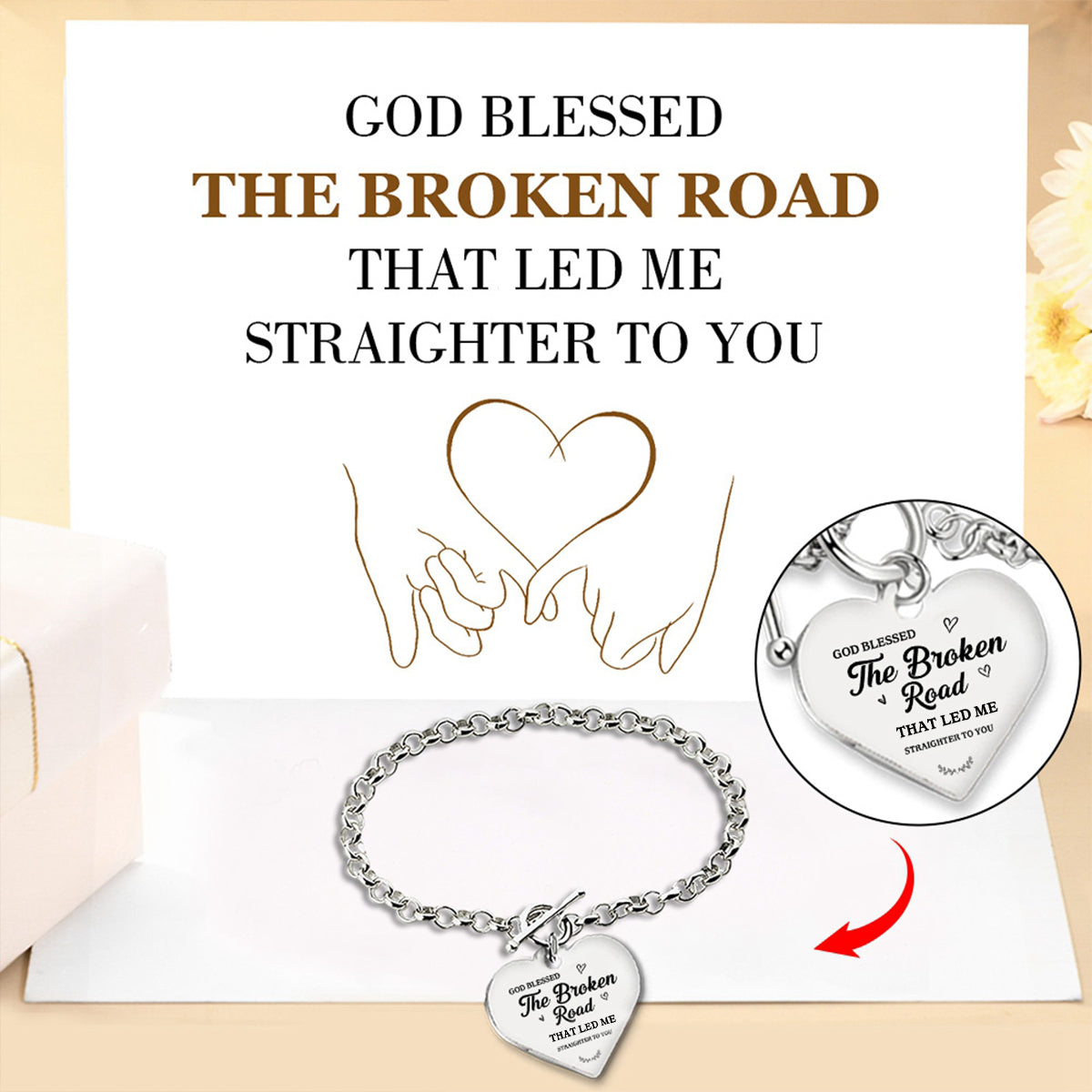 God Blessed The Broken Road - Couple Bracelet - Perfect Gift For Your Lover