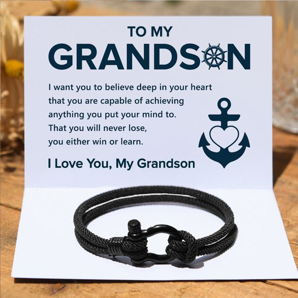 “I Love You, My Grandson” Nautical Bracelet