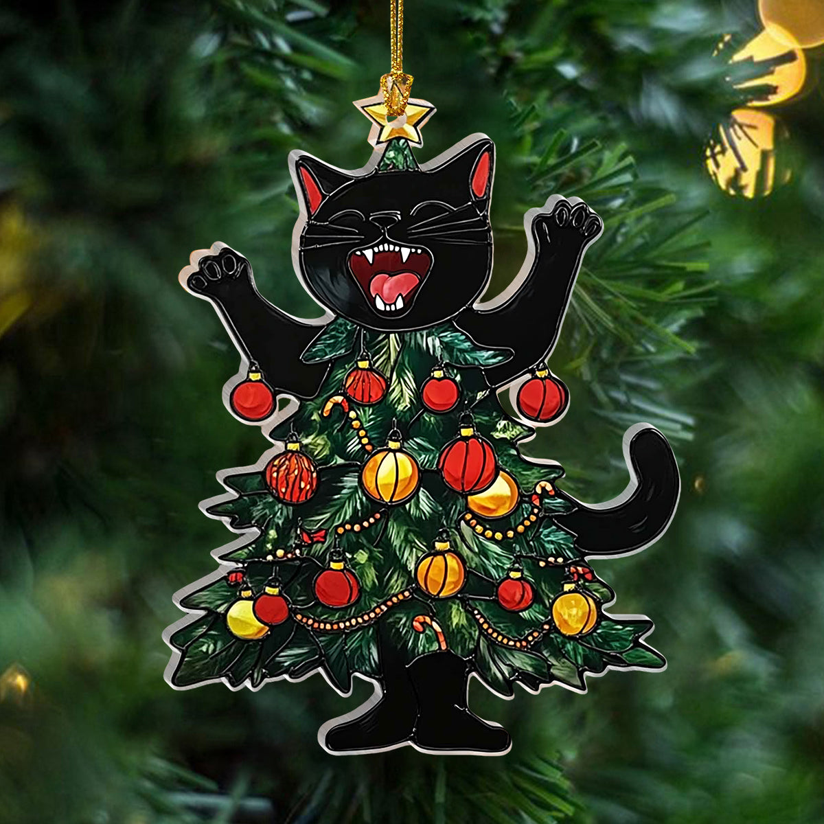 Funny Cat Christmas Ornament, Unique Cat Gift