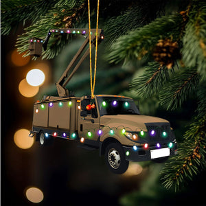 Lineman Bucket Truck Ornament, Christmas Gift for Lineman